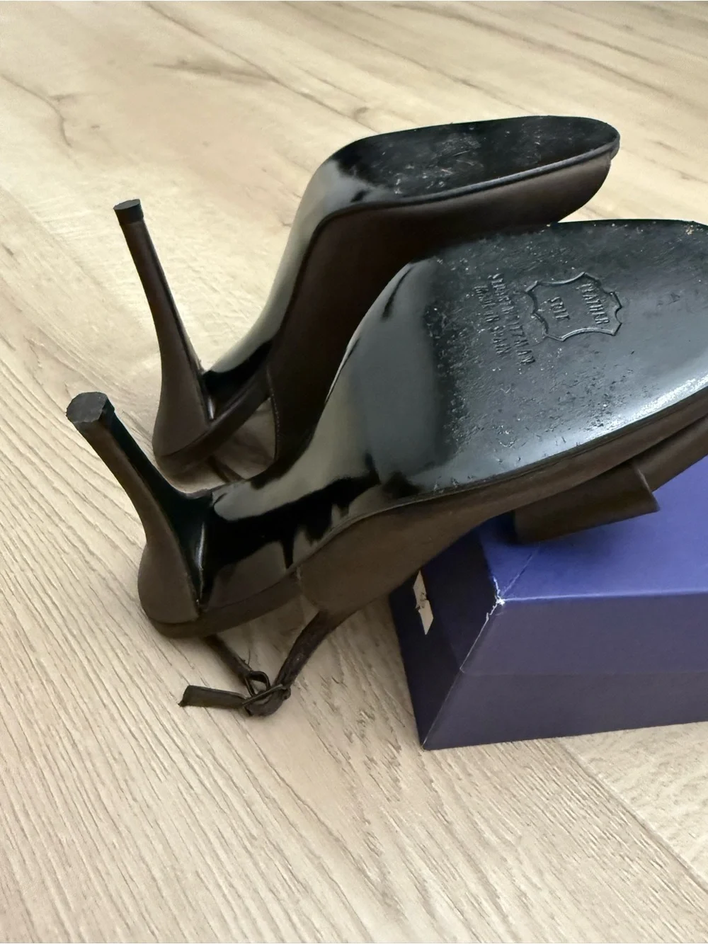 Stuart Weitzman Chocolate Satin Slingback Peep-Toe Heels with Bow